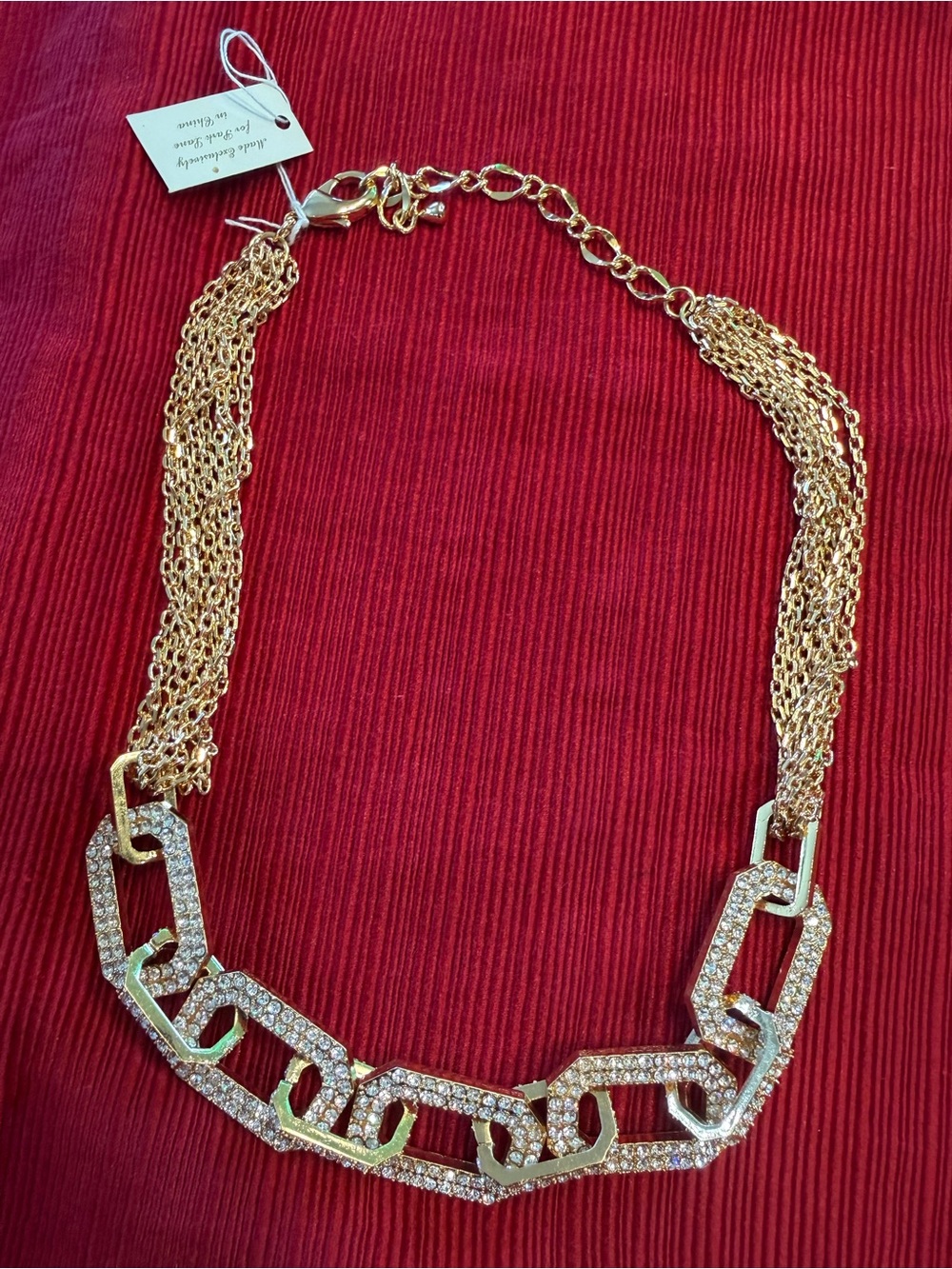 Park Lane Reveal Gold Crystal Statement Necklace New Retired